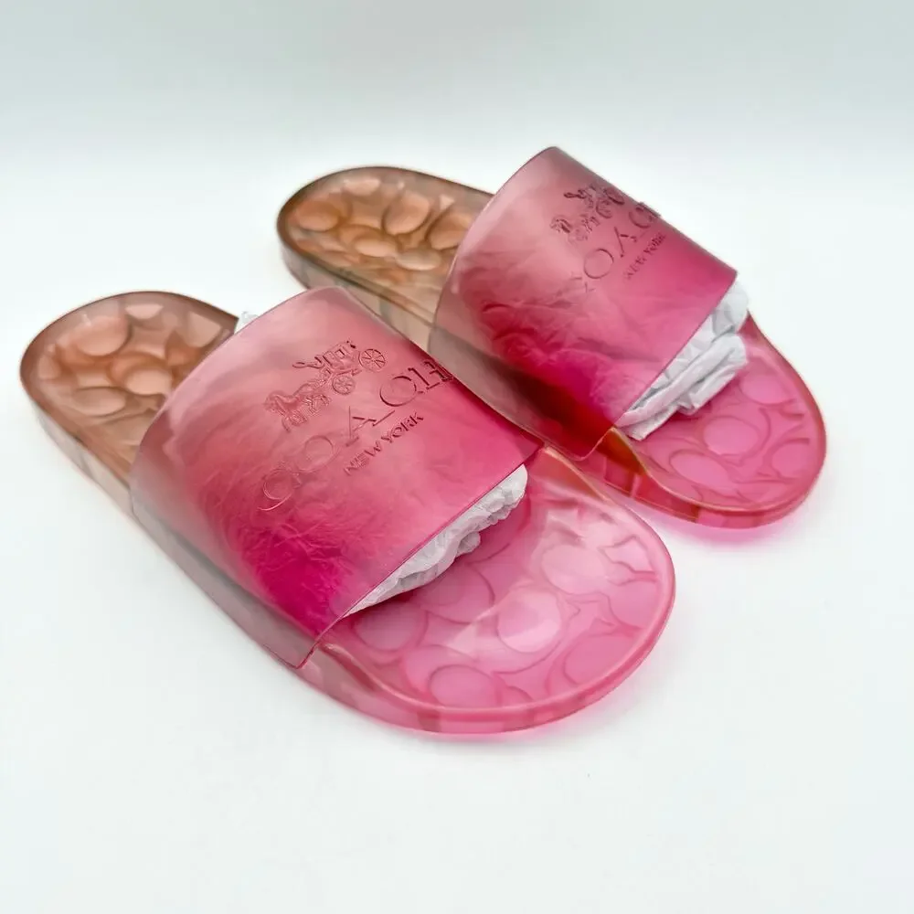 Coach Womens Ulyssa Jelly Slides Sandals Size 5 EU 35.5 Pink EUC